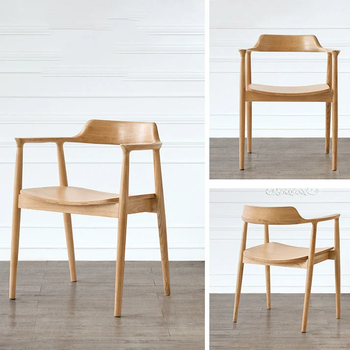 Poltrona da pranzo con braccioli con schienale aperto stile moderno legno con finitura opaca per uso domestico Clearhalo