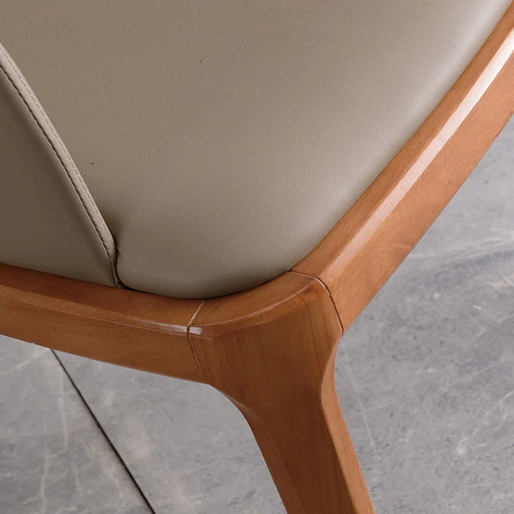 Poltrona da pranzo contemporanea Sedia da pranzo ecopelle con gambe legno massello Clearhalo