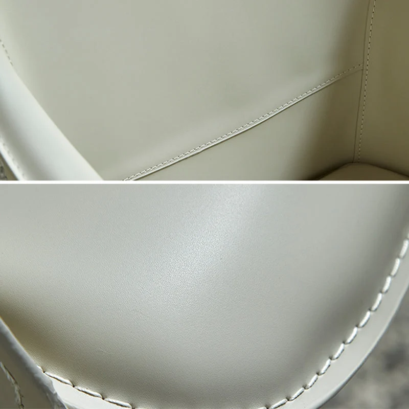 Poltrona da pranzo da cucina minimalista Poltrona da pranzo pelle PU con schienale solido Clearhalo