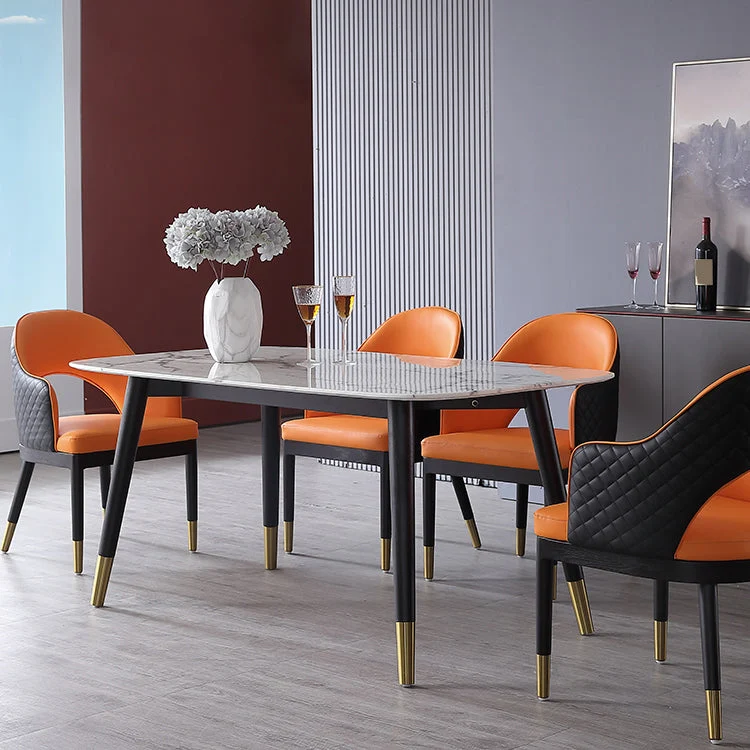 Poltrona da pranzo Glam con schienale aperto Sedia da pranzo pelle PU per la casa Clearhalo