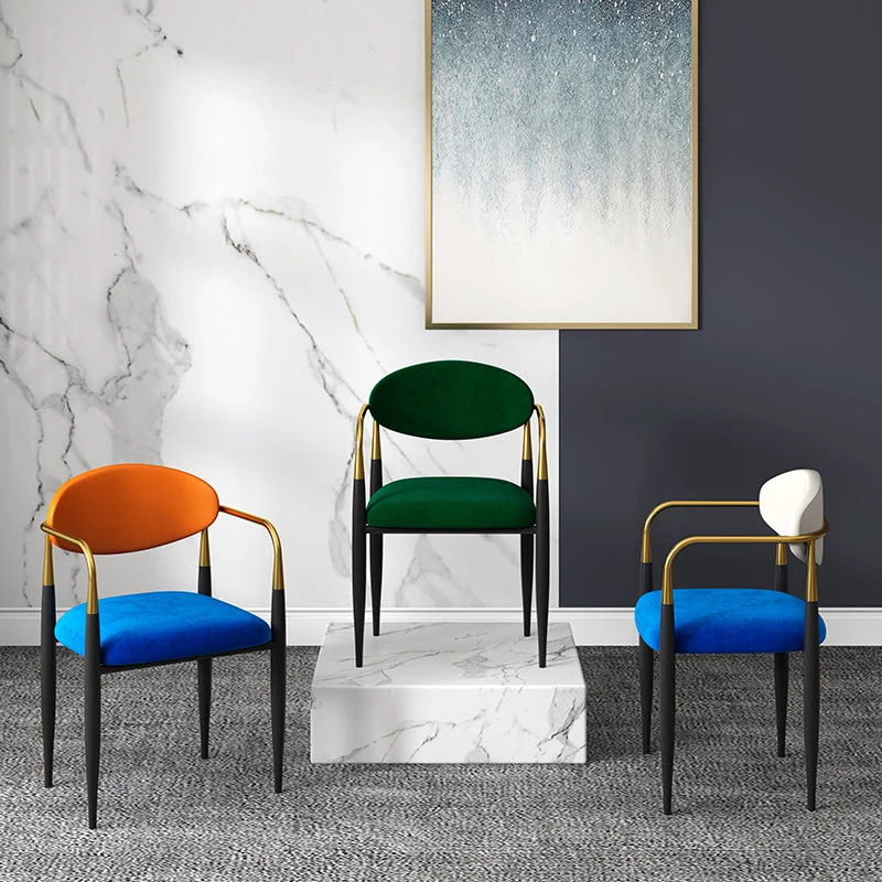 Poltrona da pranzo Glam Metal per la casa, con schienale aperto, colore nero Clearhalo