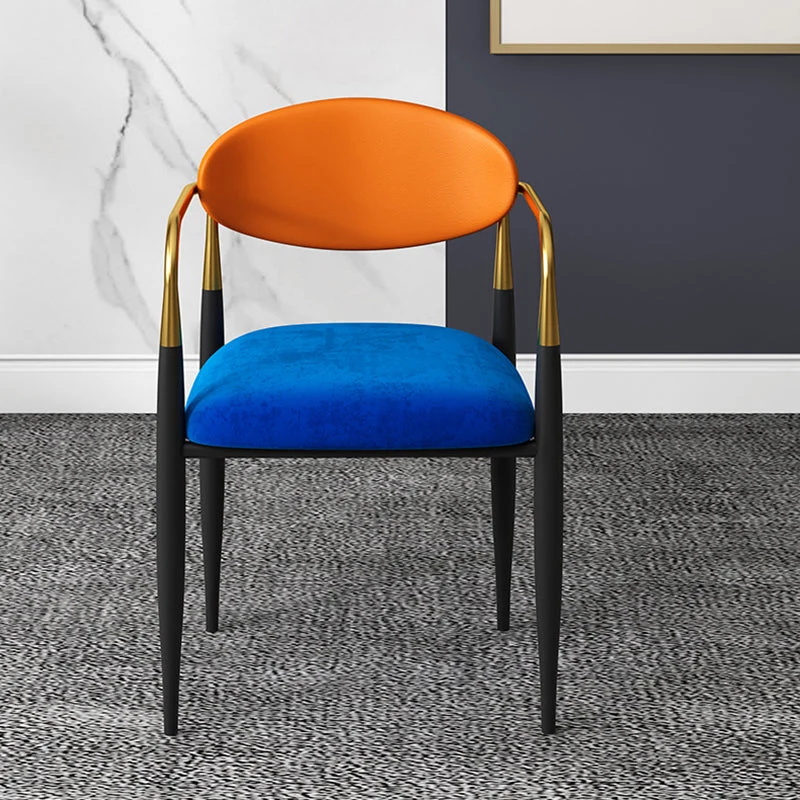 Poltrona da pranzo Glam Metal per la casa, con schienale aperto, colore nero Clearhalo