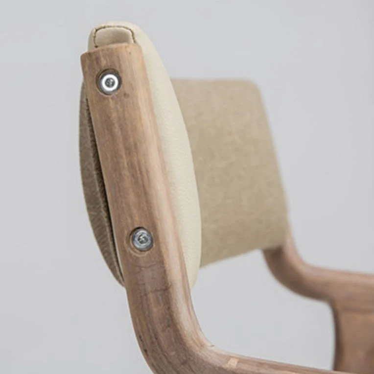 Poltrona da pranzo imbottita Sedia singola legno curvato con schienale aperto e gambe legno Clearhalo