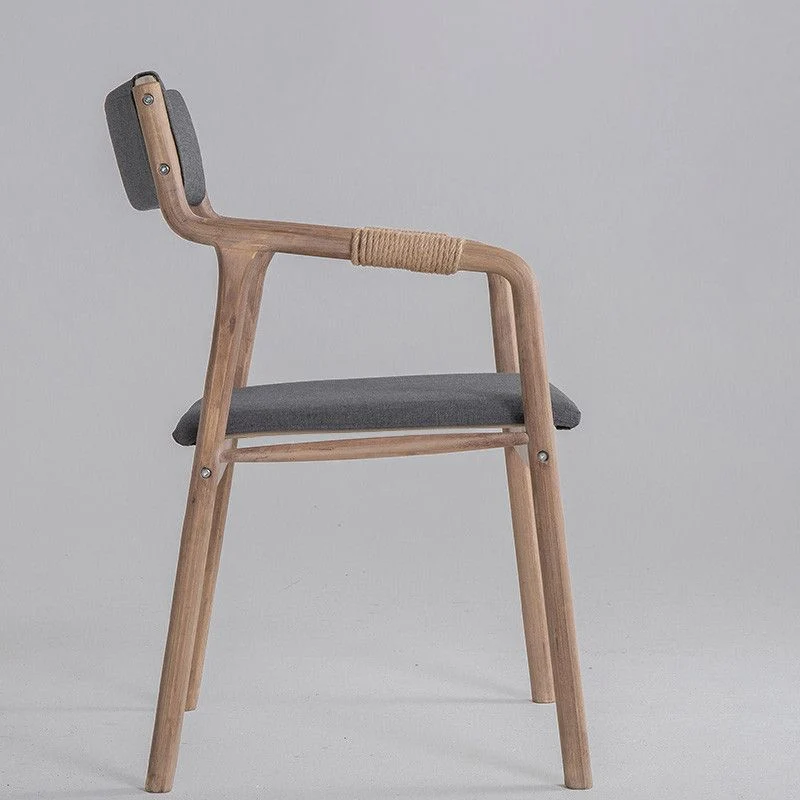 Poltrona da pranzo imbottita Sedia singola legno curvato con schienale aperto e gambe legno Clearhalo