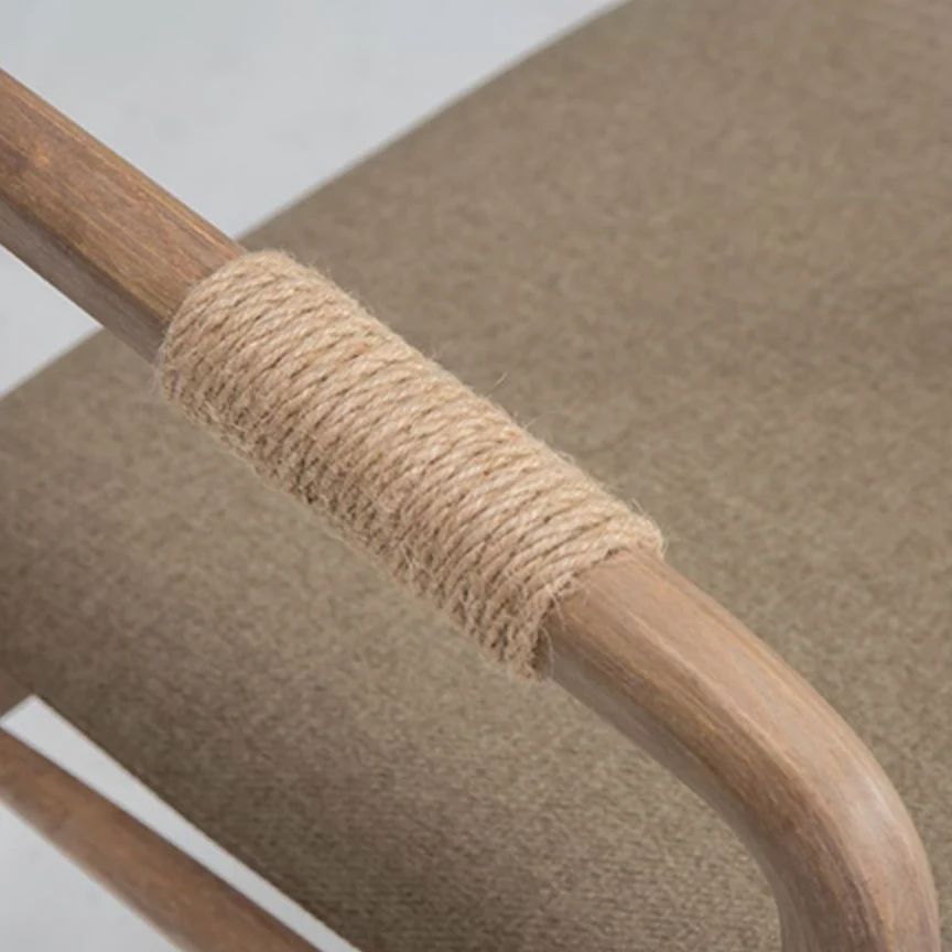 Poltrona da pranzo imbottita Sedia singola legno curvato con schienale aperto e gambe legno Clearhalo