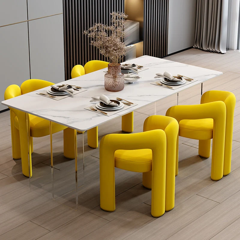 Poltrona da pranzo imbottita stile moderno Poltrona da pranzo con schienale aperto Clearhalo