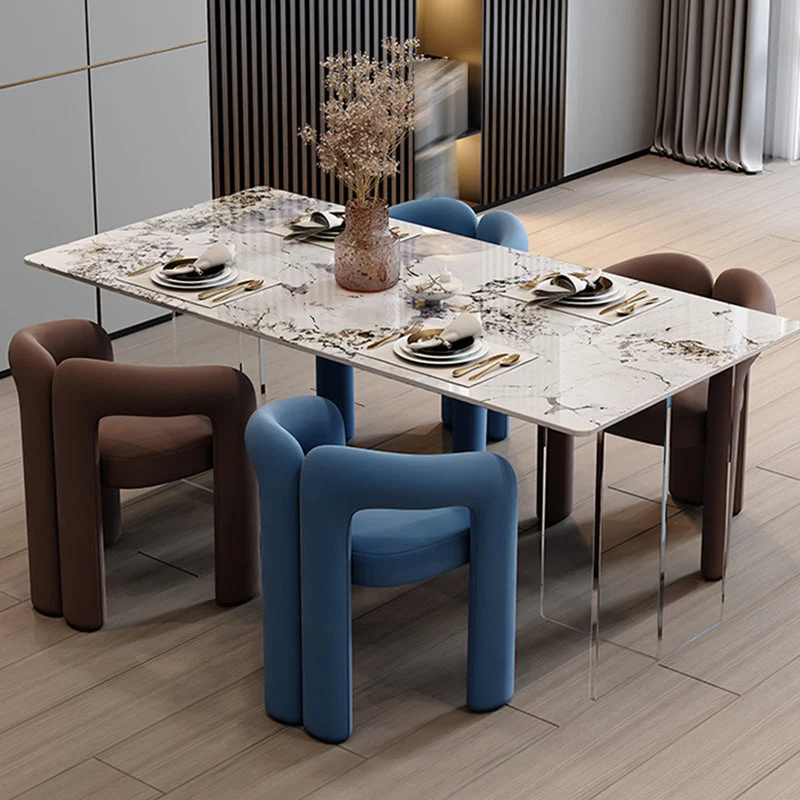 Poltrona da pranzo imbottita stile moderno Poltrona da pranzo con schienale aperto Clearhalo