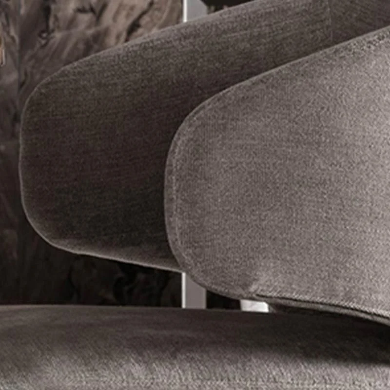 Poltrona da pranzo moderna acciaio con bracciolo laterale Wingback singolo finitura opaca Clearhalo