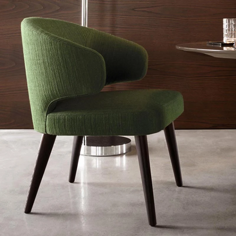 Poltrona da pranzo moderna acciaio con bracciolo laterale Wingback singolo finitura opaca Clearhalo