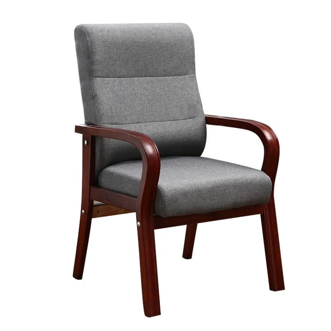Poltrona da pranzo moderna imbottita con schienale alto e massiccio, con gambe legno Clearhalo