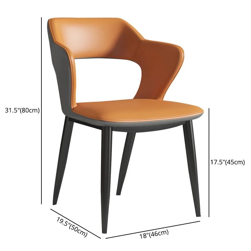 Poltrona da pranzo moderna pelle Poltrona imbottita con schienale aperto e gambe metallo Clearhalo