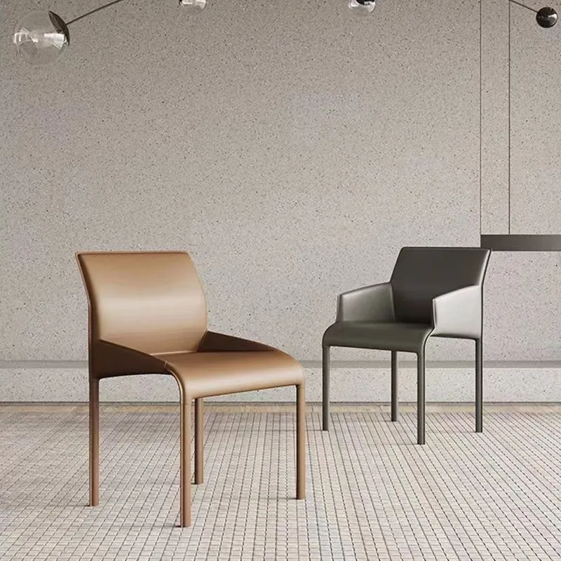 Poltrona da pranzo moderna pelle Poltrona laterale da pranzo metallo per uso domestico Clearhalo