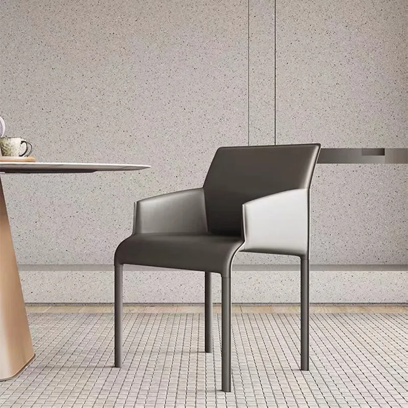 Poltrona da pranzo moderna pelle Poltrona laterale da pranzo metallo per uso domestico Clearhalo