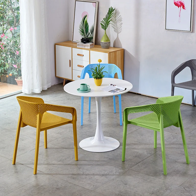 Poltrona da pranzo moderna plastica per cucina, sedia da pranzo con schienale solido per uso domestico Clearhalo