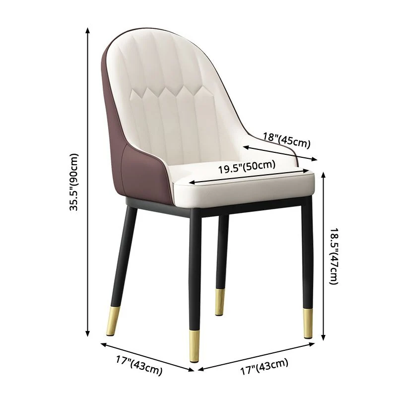 Poltrona da pranzo moderna Sedie laterali con schienale pelle solida e gambe metallo Clearhalo