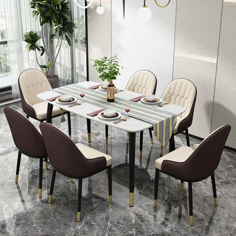 Poltrona da pranzo moderna Sedie laterali con schienale pelle solida e gambe metallo Clearhalo