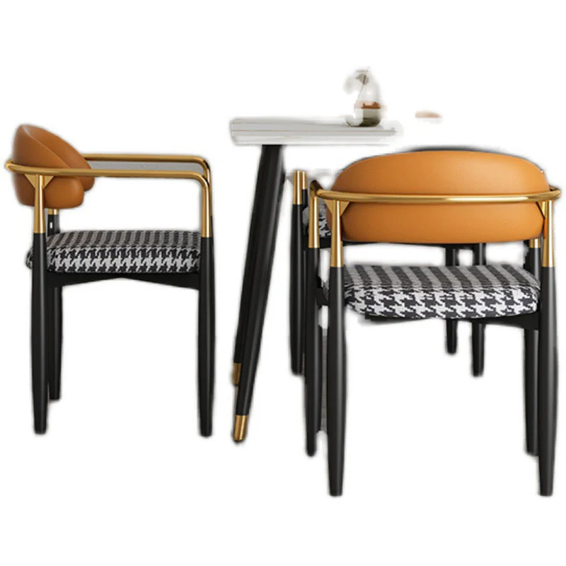 Poltrona da pranzo nordica metallo Sedia laterale per la casa Sedia laterale per pranzo con schienale aperto Clearhalo