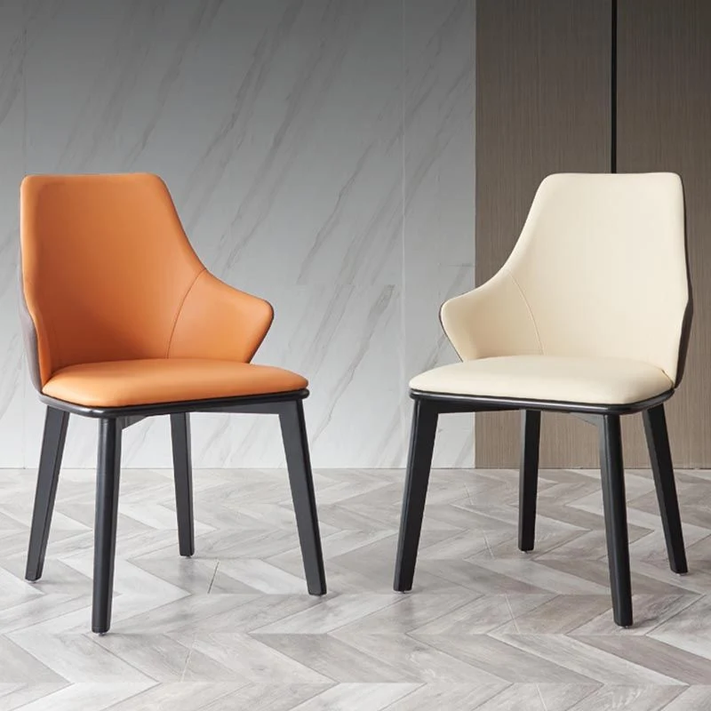 Poltrona da pranzo pelle Sedia moderna per interni con gambe legno massello Clearhalo
