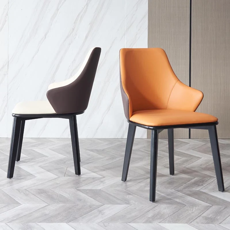 Poltrona da pranzo pelle Sedia moderna per interni con gambe legno massello Clearhalo