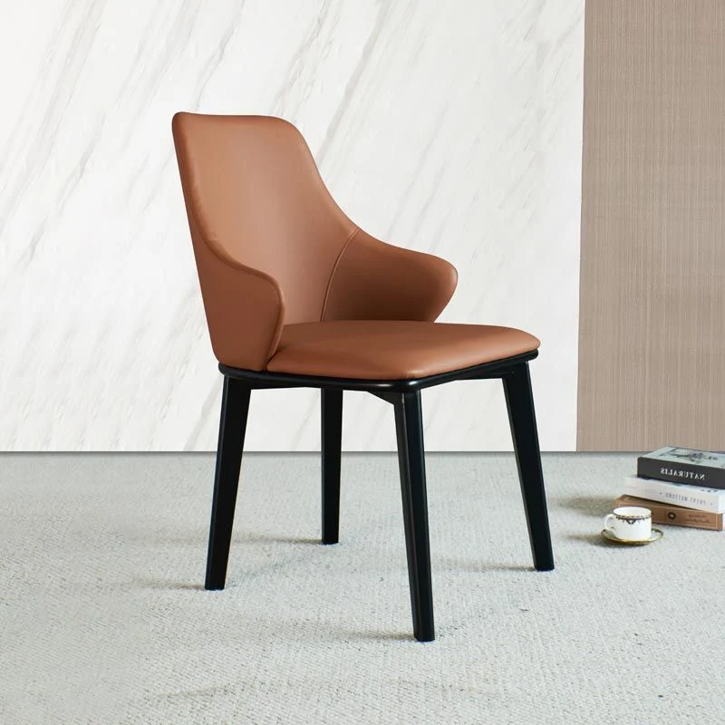 Poltrona da pranzo pelle Sedia moderna per interni con gambe legno massello Clearhalo