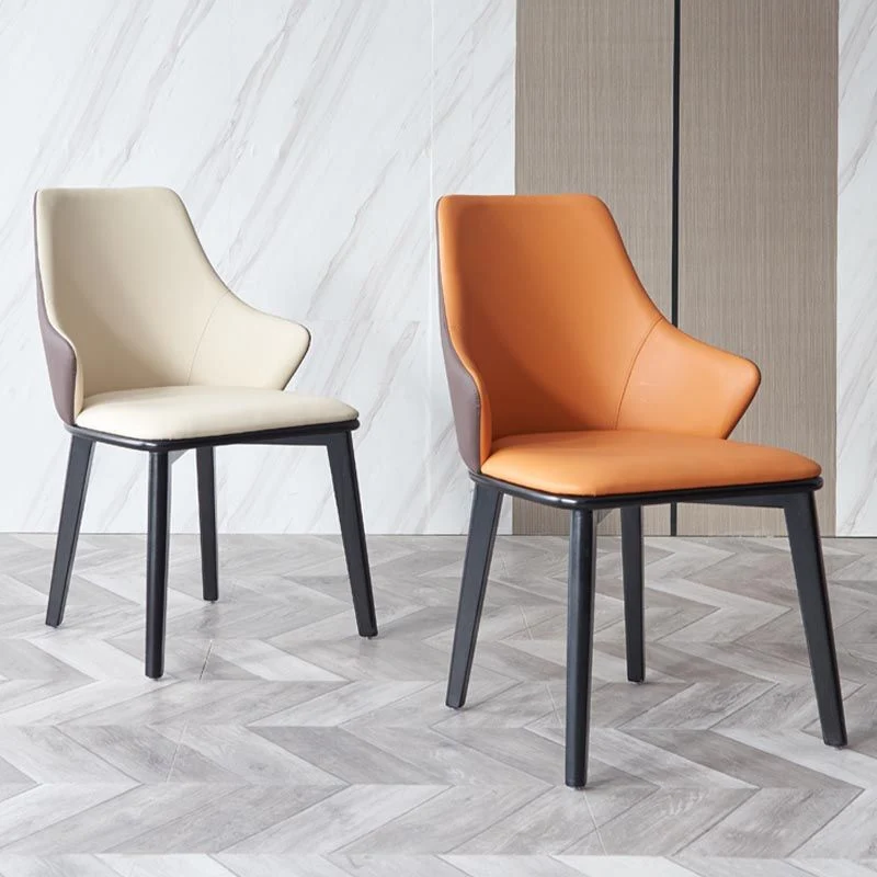 Poltrona da pranzo pelle Sedia moderna per interni con gambe legno massello Clearhalo