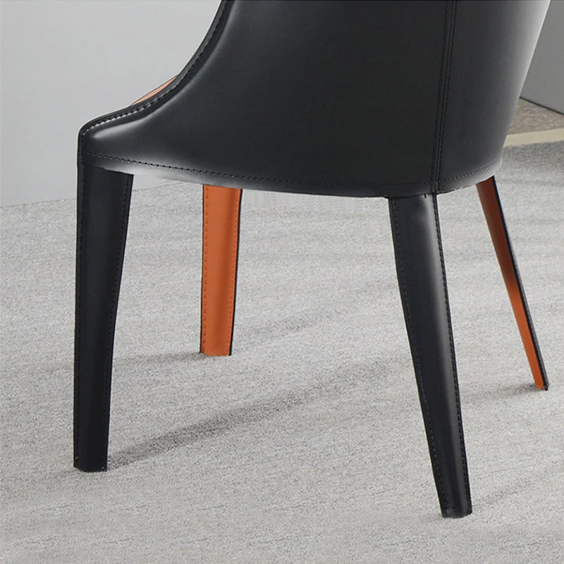 Poltrona da pranzo per cucina ecopelle arancione e nero Clearhalo