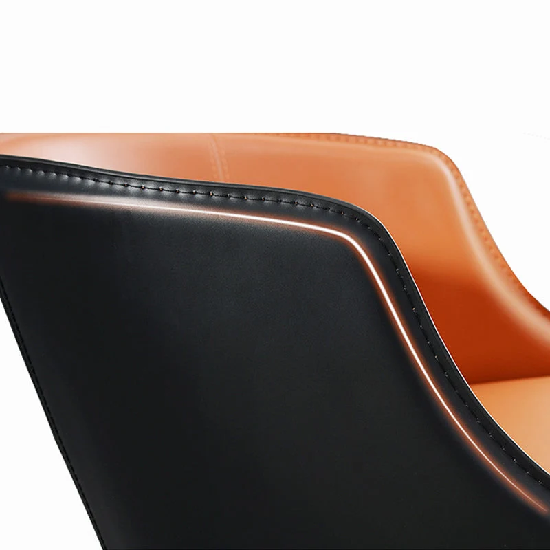 Poltrona da pranzo per cucina ecopelle arancione e nero Clearhalo