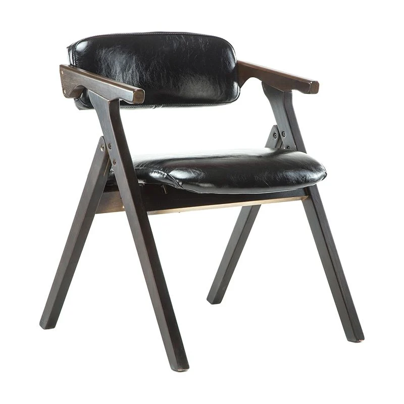 Poltrona da pranzo pieghevole Poltrona imbottita con schienale aperto e gambe legno Clearhalo