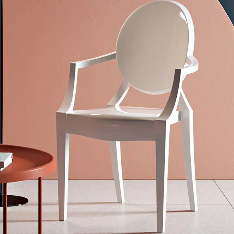 Poltrona da pranzo plastica stile nordico Sedia laterale da pranzo con schienale aperto per uso domestico Clearhalo