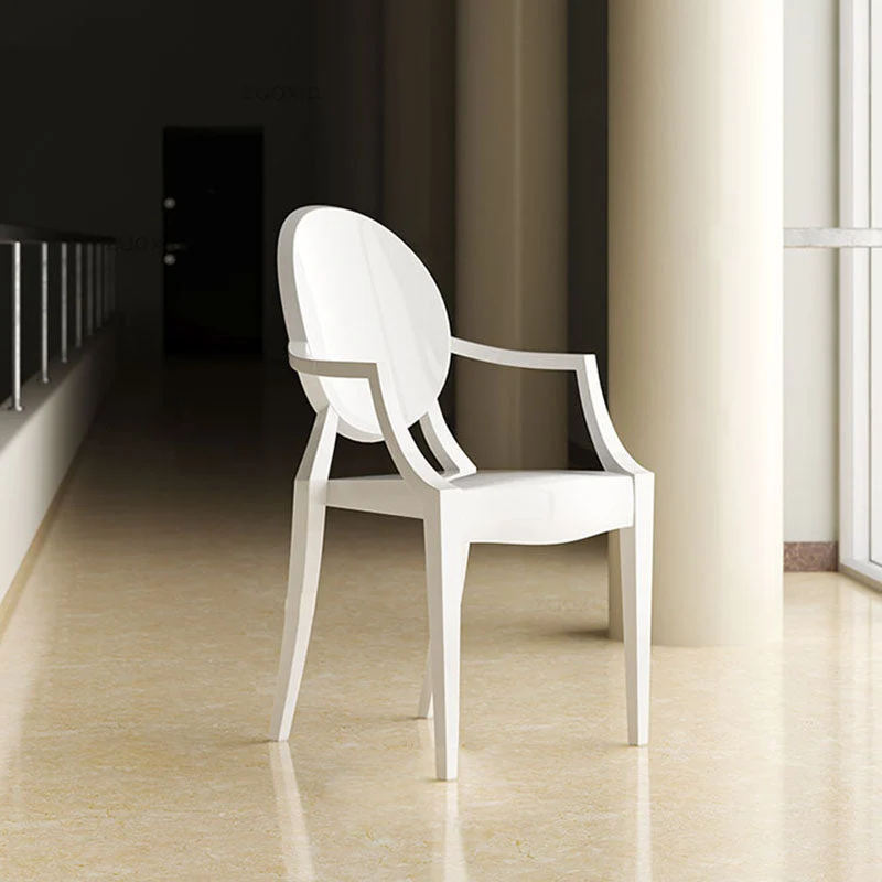 Poltrona da pranzo plastica stile nordico Sedia laterale da pranzo con schienale aperto per uso domestico Clearhalo