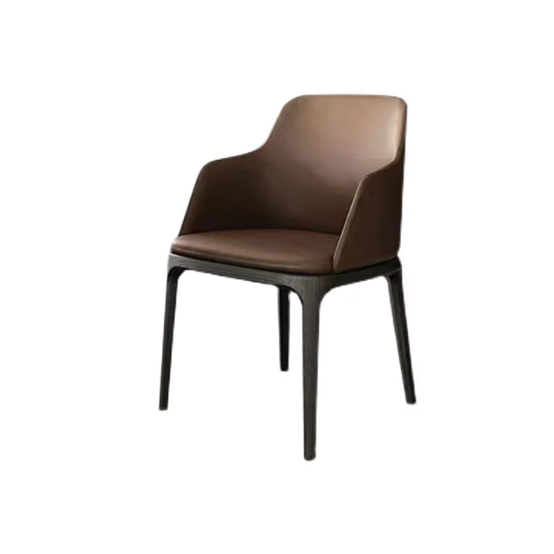 Poltrona da pranzo scandinava pelle per la casa, finitura opaca, con schienale massiccio (set di 2) Clearhalo