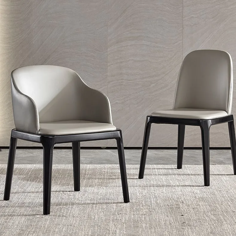 Poltrona da pranzo scandinava pelle per la casa, finitura opaca, con schienale massiccio (set di 2) Clearhalo