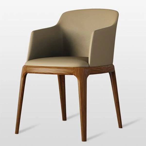 Poltrona da pranzo scandinava pelle per la casa, finitura opaca, con schienale massiccio (set di 2) Clearhalo
