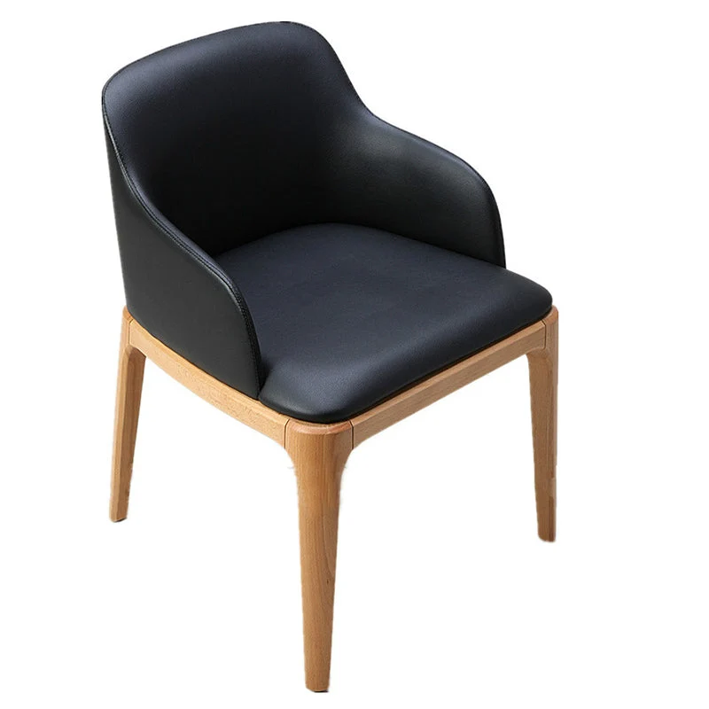 Poltrona da pranzo scandinava pelle per la casa, finitura opaca, con schienale massiccio Clearhalo