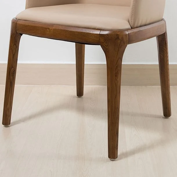Poltrona da pranzo scandinava pelle per la casa, finitura opaca, con schienale massiccio Clearhalo
