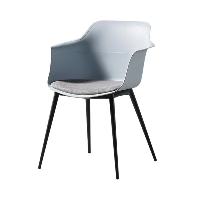 Poltrona da pranzo scandinava Sedia laterale con schienale massiccio e 4 gambe metallo per uso domestico Clearhalo