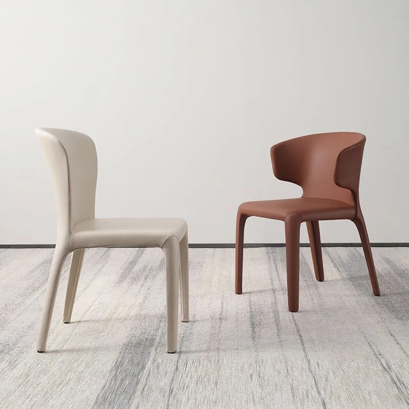 Poltrona da pranzo singola stile designer con braccioli pelle, finitura opaca, schienale solido Clearhalo