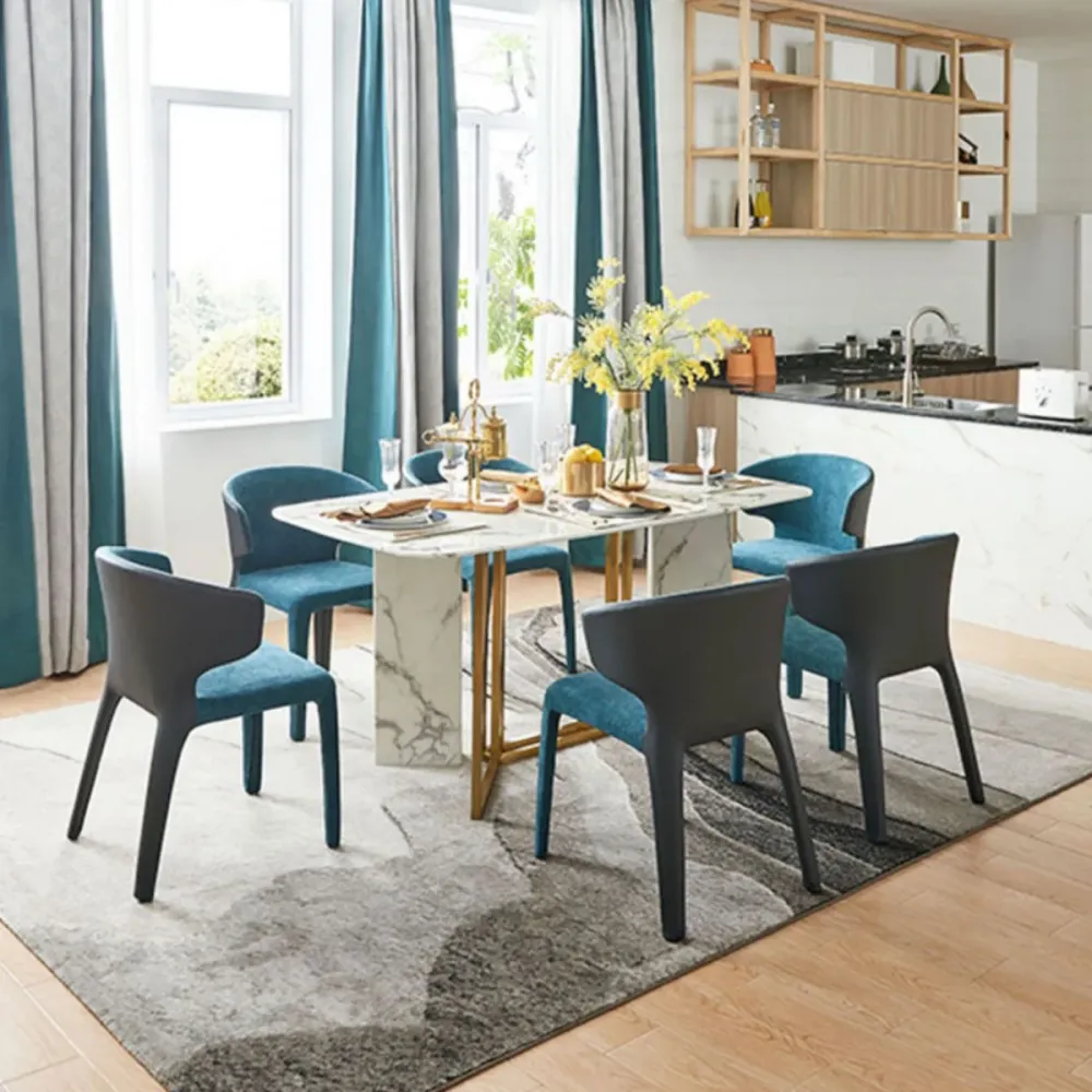Poltrona da pranzo singola stile designer con braccioli pelle, finitura opaca, schienale solido Clearhalo