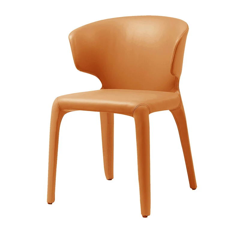 Poltrona da pranzo singola stile designer con braccioli pelle con finitura opaca Wingback Clearhalo