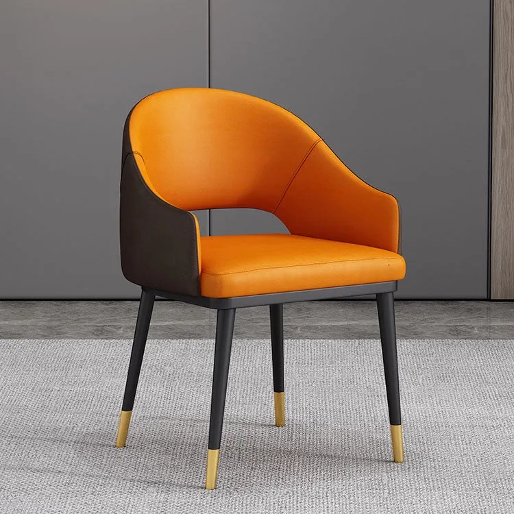 Poltrona da pranzo stile glam metallo con schienale aperto e gambe oro nero Clearhalo