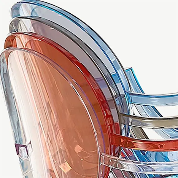 Poltrona da pranzo stile moderno plastica King Louis con schienale e braccioli Clearhalo