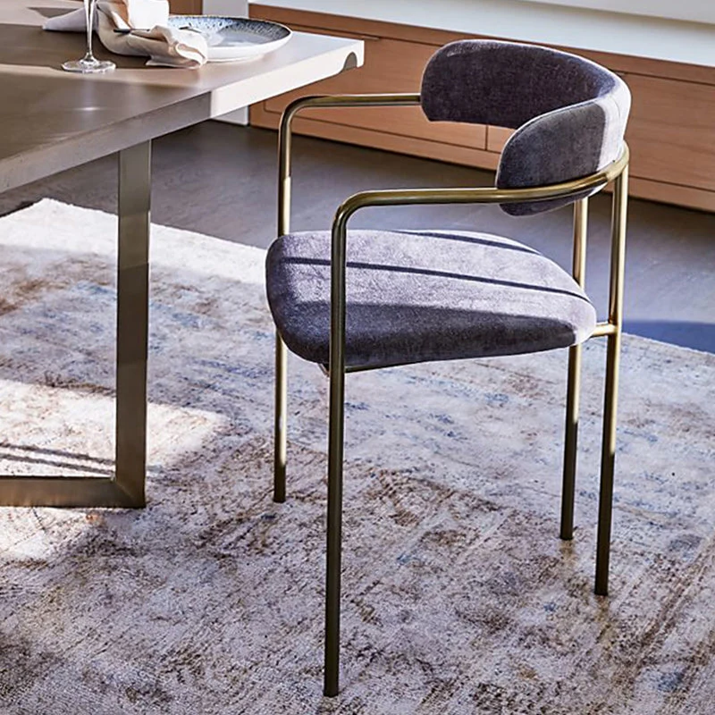 Poltrona da pranzo tessuto stile glam con schienale aperto per sala da pranzo Clearhalo