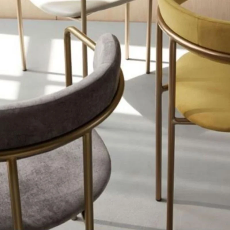 Poltrona da pranzo tessuto stile glam con schienale aperto per sala da pranzo Clearhalo