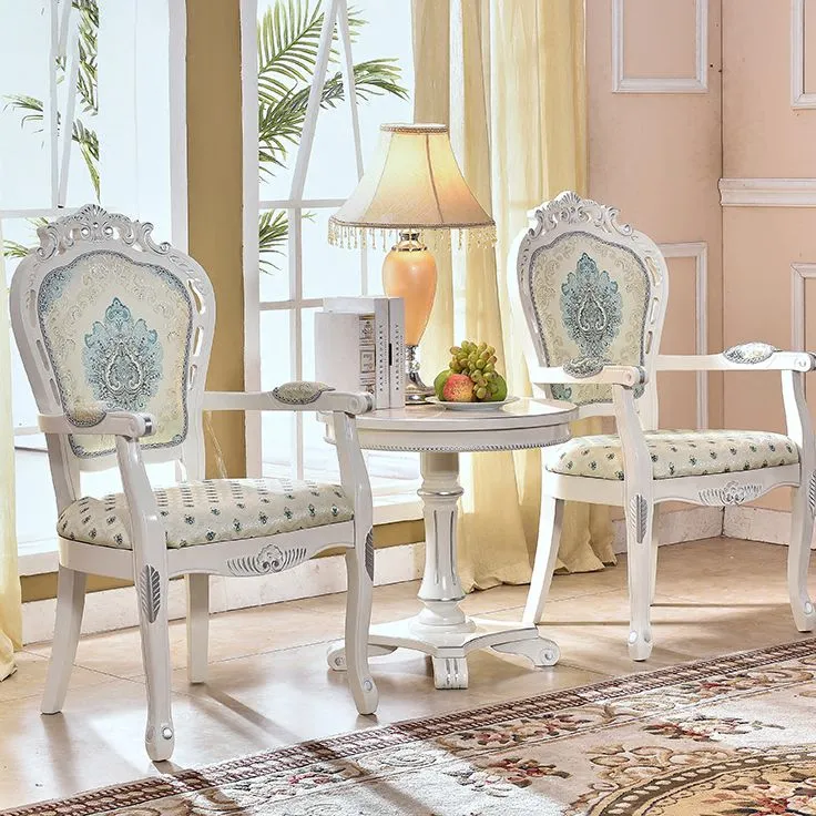 Poltrona da pranzo tessuto vittoriano per la casa King Louis con schienale finitura opaca (set di 2) Clearhalo