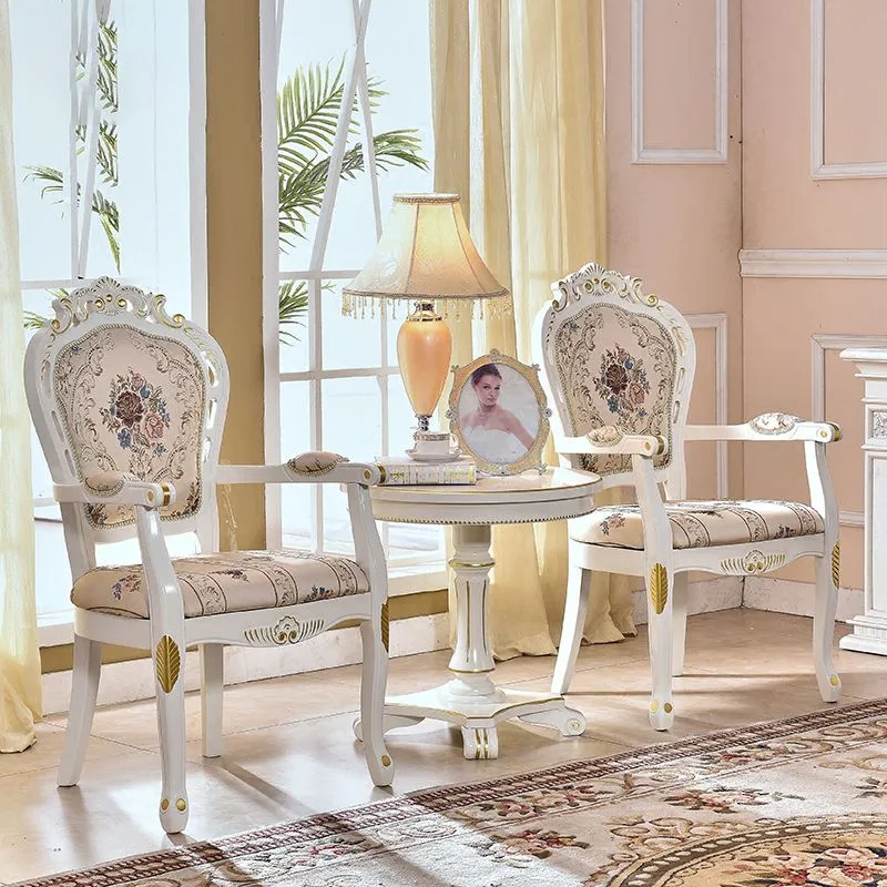 Poltrona da pranzo tessuto vittoriano per la casa King Louis con schienale finitura opaca (set di 2) Clearhalo