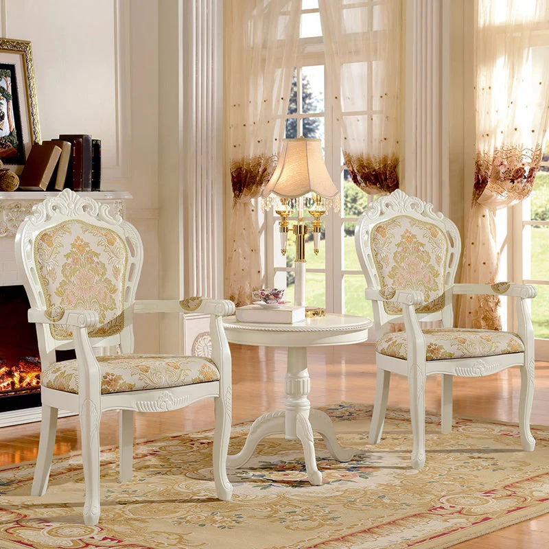 Poltrona da pranzo vittoriana tessuto King Louis con finitura opaca e schienale (set di 2) Clearhalo