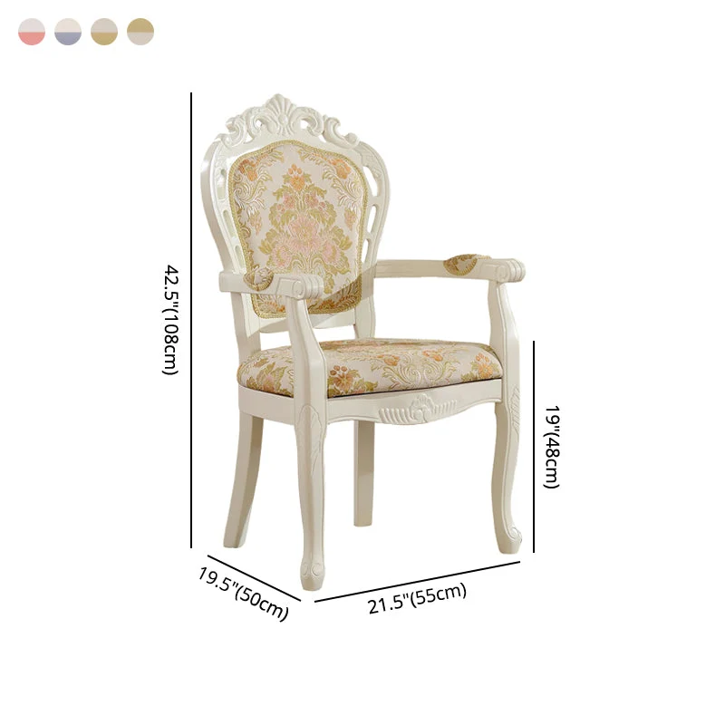 Poltrona da pranzo vittoriana tessuto King Louis con finitura opaca e schienale (set di 2) Clearhalo