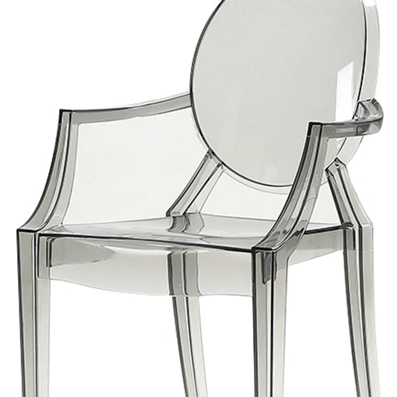Poltrona da ristorante moderna plastica con braccioli e schienale aperto trasparente (set di 4) Clearhalo