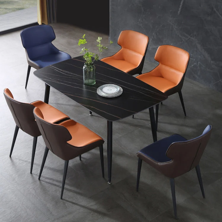 Poltrona da sala da pranzo imbottita metallo con schienale alto per la casa industriale (set di 2) Clearhalo