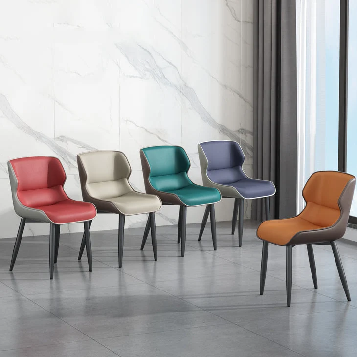 Poltrona da sala da pranzo imbottita metallo con schienale alto per la casa industriale (set di 2) Clearhalo